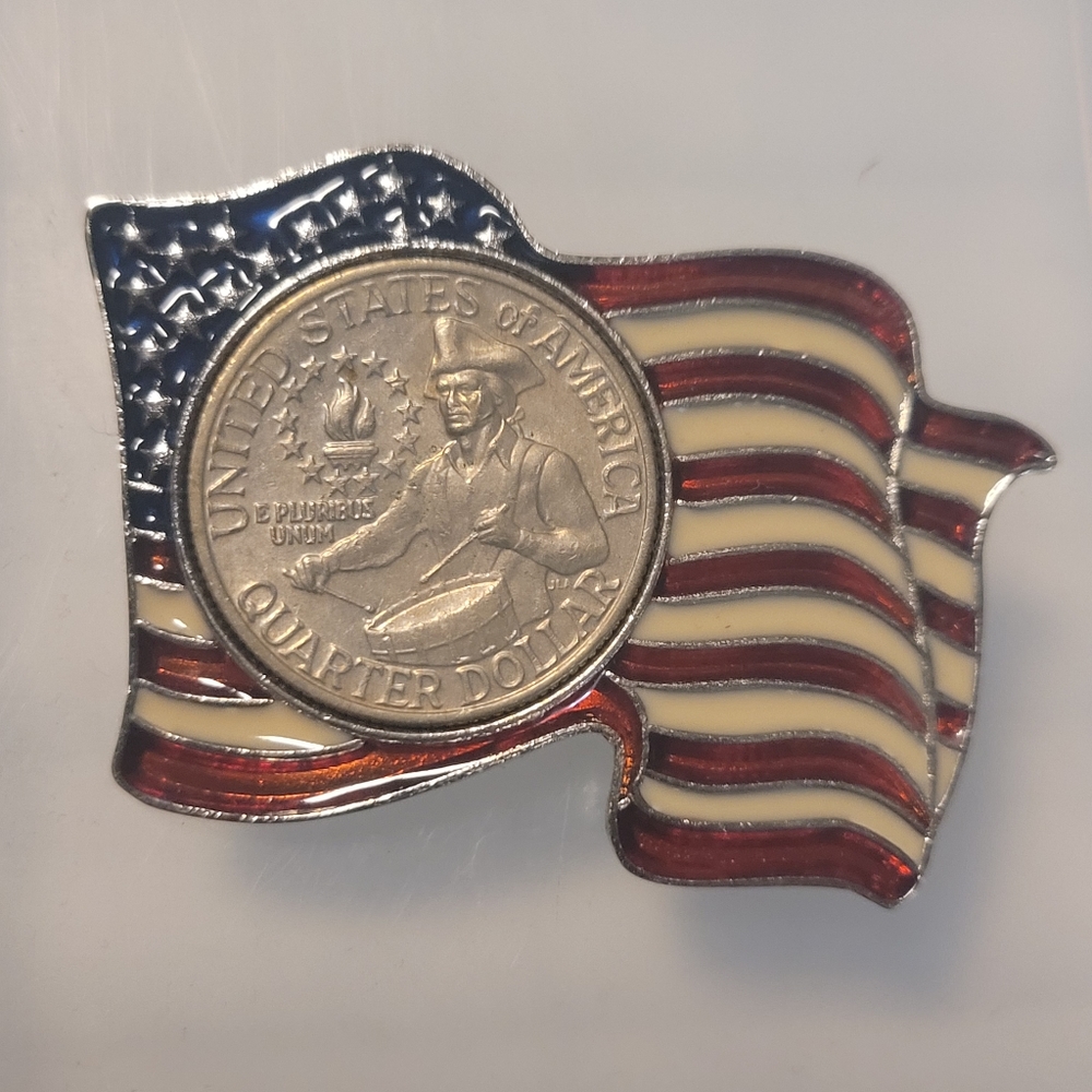 American Coin Treasures Quarter Dollar Flag Pin
